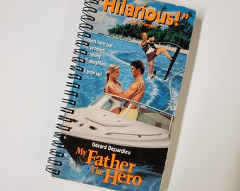 My Father, The Hero Upcycled VHS Notebook Blank Book Sketchbook Journal Gerard Depardieu Katherine Heigl