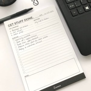 Get Stuff Done A5 Notepad | To Do List, Desk Notepad, To Do Pad, Desk Organiser, Daily Planner Pad, Minimal Notepad, Deskpad, Daily Notepad