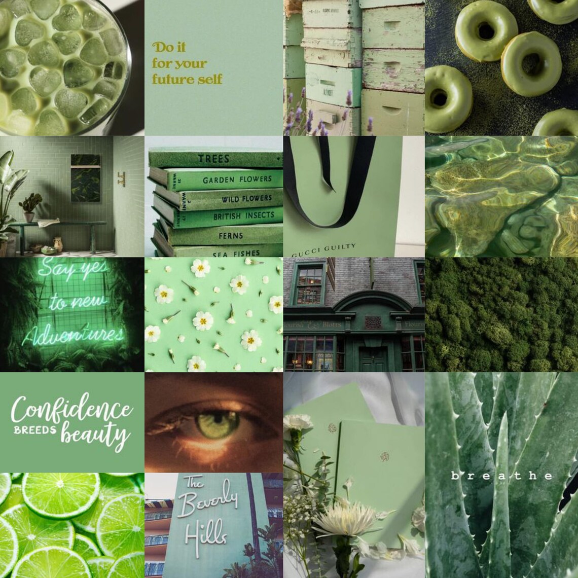 Matcha Sage Green Aesthetic Wall Collage Kit Download Photo Collage 60 ...