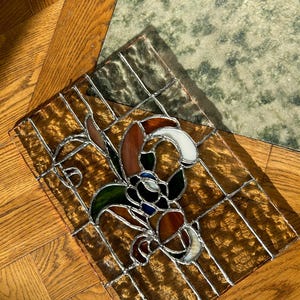Antique Stained Glass Window Panel – Art Nouveau Design