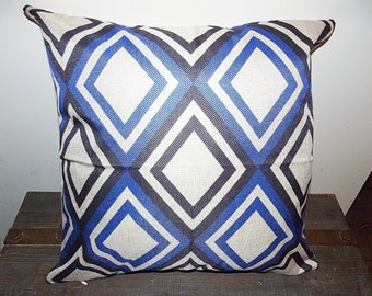Blue Black Stripe Diamond Throw Pillow