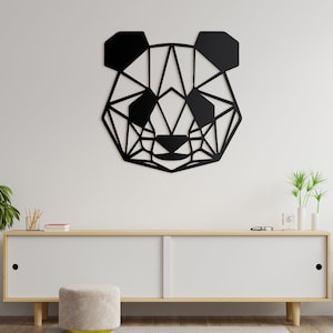 Wooden Geometric Panda Head Wall Decor | Wood Wall Art Home Decor Figure Ornament Hanging