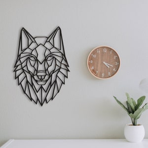 Wooden Geometric Wolf Head Wall Decor | Wood Wall Art Home Decor Figure Ornament Hanging