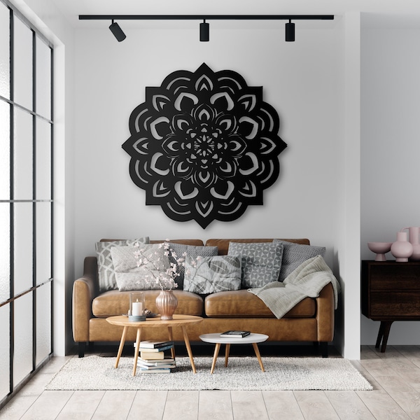 Lotus Flower Mandala Wood Wall Art Decor Wooden Nursery Bedroom Wood Wall Sign Panel Picture Living Room gift