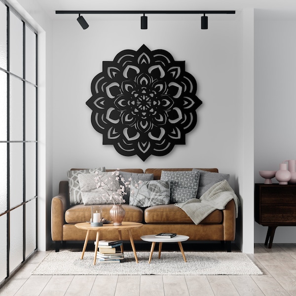 Lotus bloem Mandala houten muur kunst decor houten kinderkamer slaapkamer houten muur teken paneel foto woonkamer cadeau