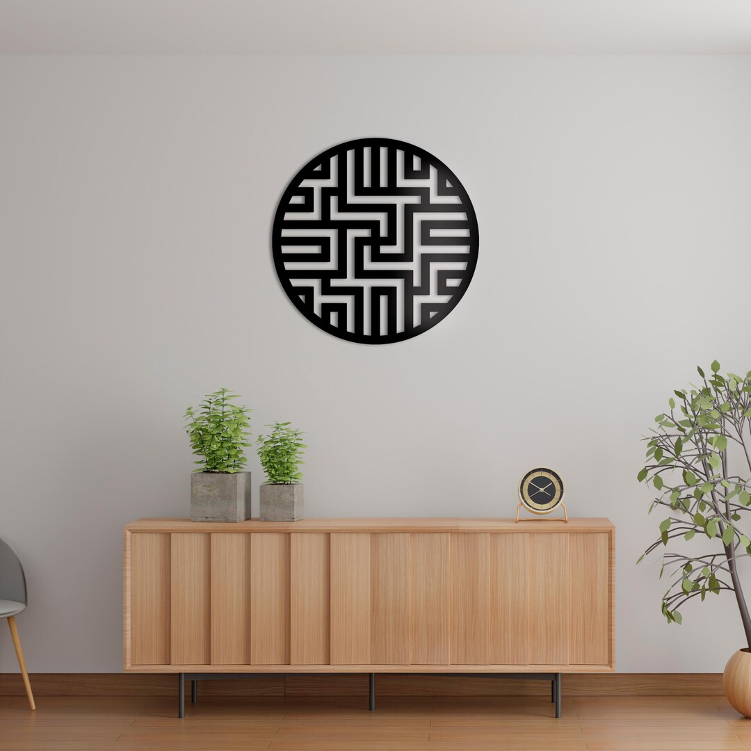 Roundy Labyrinth Geometric Wood Wall Art Decor Wooden Nursery Bedroom ...
