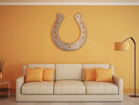 Horseshoe Farmhouse Decor Wooden Wall Art Wood Nursery Bedroom Wall Sign Panel Picture Living Room Gift