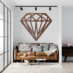 Wooden Geometric Diamond Wall Decor | Wood Wall Art Home Decor Figure Ornament Hanging