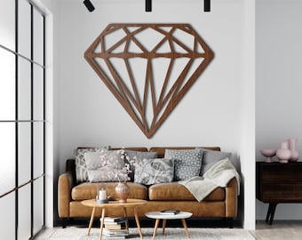 Wooden Geometric Diamond Wall Decor | Wood Wall Art Home Decor Figure Ornament Hanging