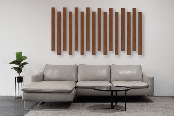 Wood Slat Wall Panels, 5 cm Panels, Long Slats Wall Covering, Elegant Wood Decor, Bedroom Decoration, Living Room Wall Decor Handmade Decor