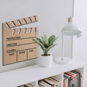 Clapperboard Film Movie Wood Wall Art Decor Wooden Nursery Sign Panel Picture Living Room Gift