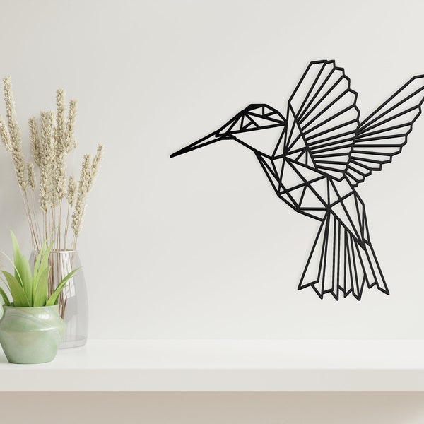 Wooden Geometric Hummingbird Wall Decor | Wood Wall Art Home Decor Figure Ornament Hanging