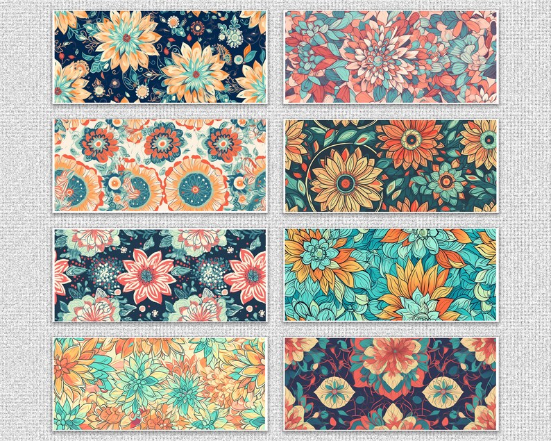 Boho Floral Libbey Glass Wrap Png Bundle, Retro Flower Mandala 16oz ...