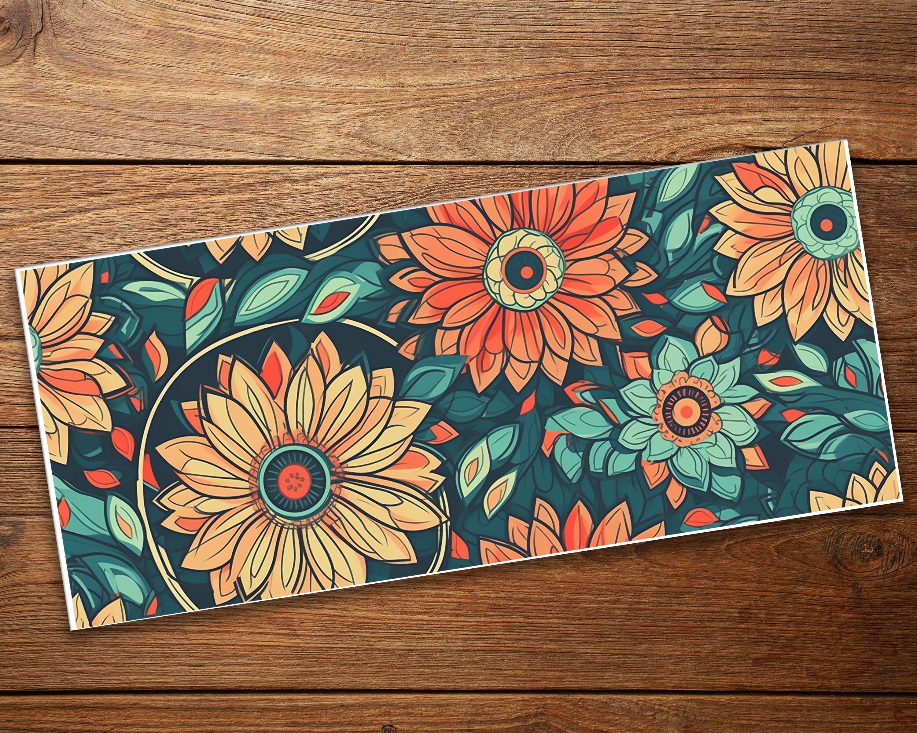 Boho Floral Libbey Glass Wrap Png Bundle, Retro Flower Mandala 16oz ...