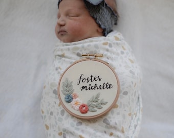 Baby Name Announcement || Name Embroidery || Embroidered Name Hoop ||Personalized Name Hoop