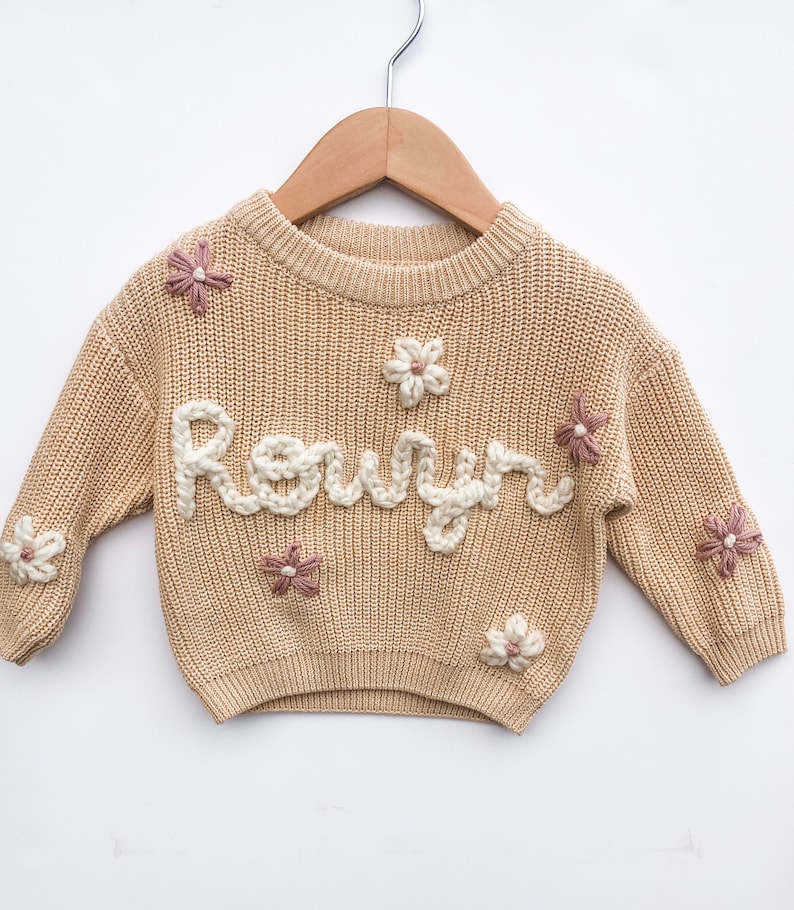 Custom Hand Embroidered Baby Name Sweater Infant Toddler Baby Etsy