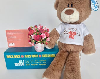 Hug Gift Box | Plush Bear & Paper Roses