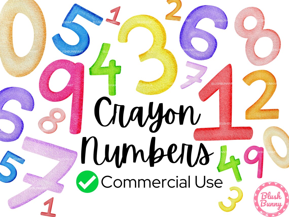 Crayon Numbers Clipart Back to School Commercial Use Etsy