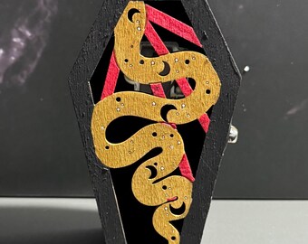 Gold Snake Light-Up Coffin, Spooky Halloween Decor