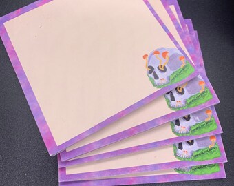 Mushroom Skull Sticky Notes - Purple Gothic Notepad (B Grade)