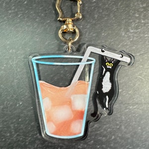Coffee Cat Keychain/ Tuxedo Cat / Bag keychain / Cat Keychain / Cute Keychain / Bag Charms / Iced coffee
