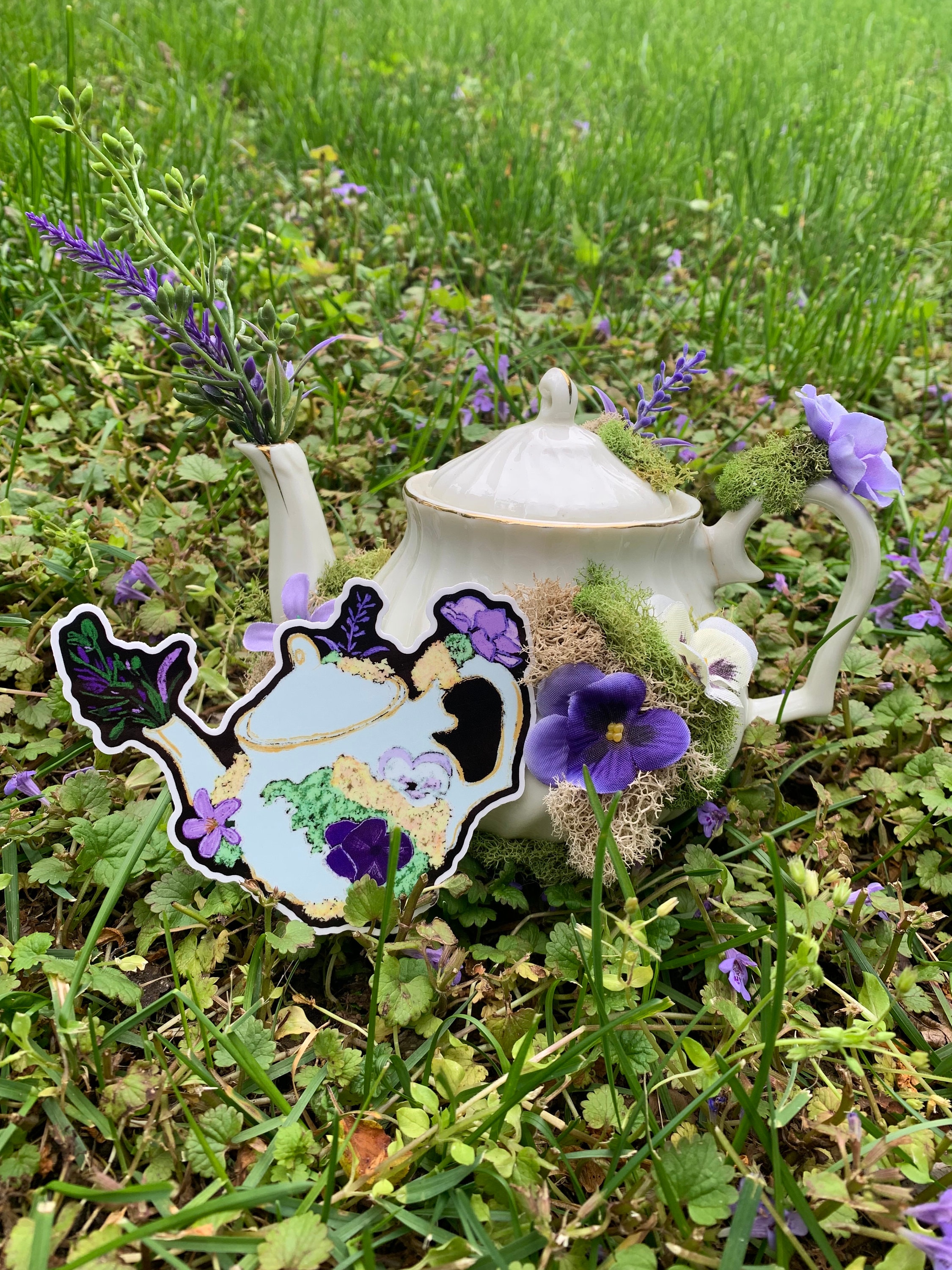 Teapot Sticker Garden Party Teapot Sticker Waterproof , Scratch Resistant , Fade ...