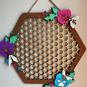 Spring Bee Wabenwandbehang / Bienen und Blumen