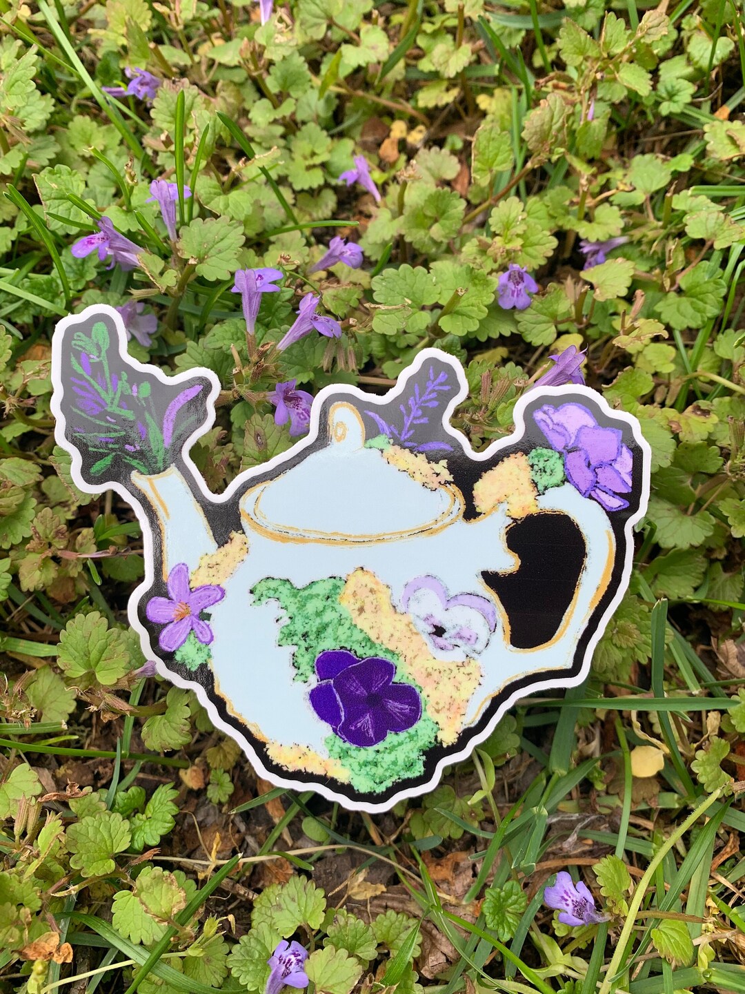 Teapot Sticker Garden Party Teapot Sticker - Waterproof , Scratch Resistant , Fade ...