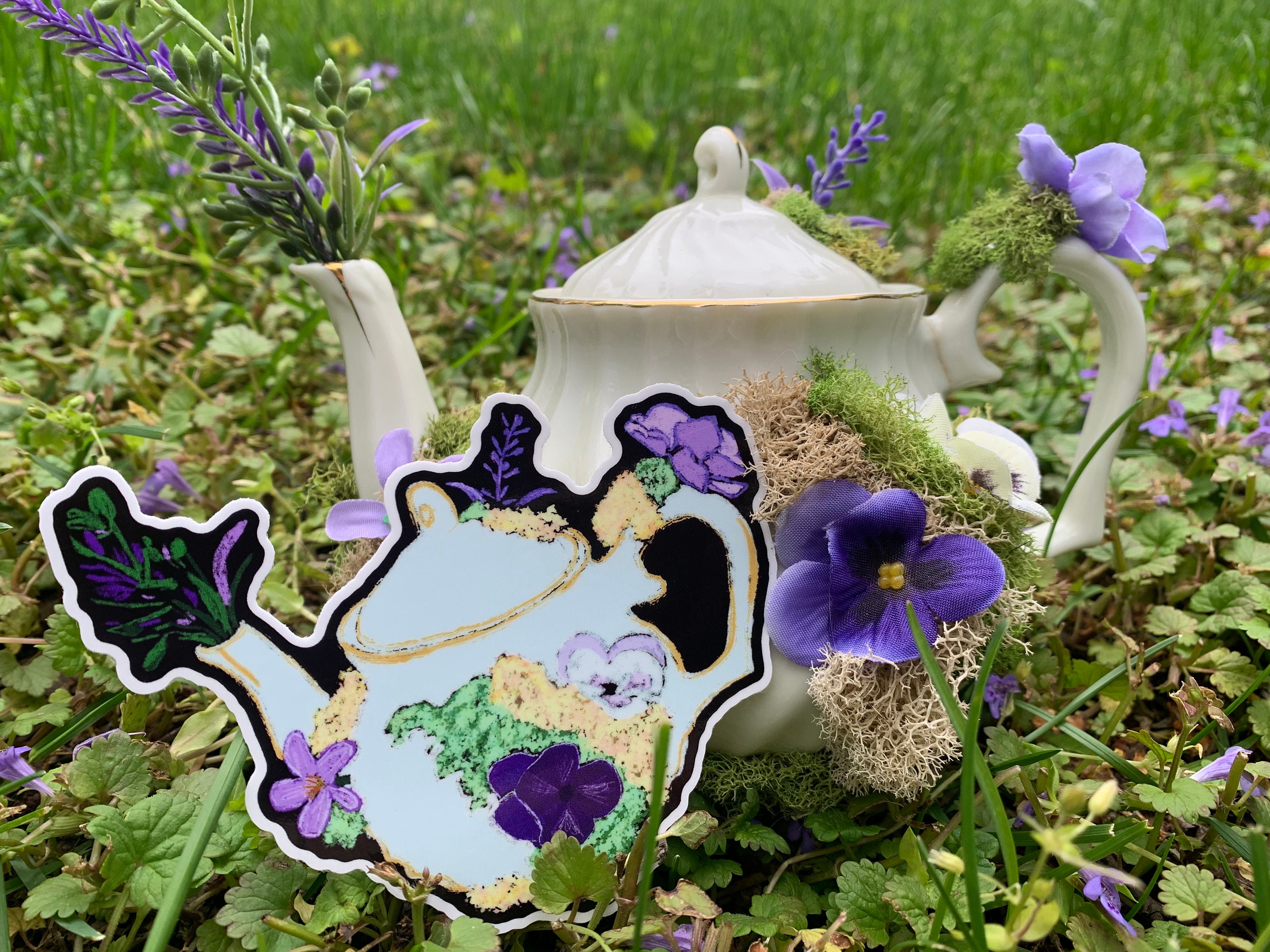 Teapot Sticker Garden Party Teapot Sticker Waterproof , Scratch Resistant , Fade ...