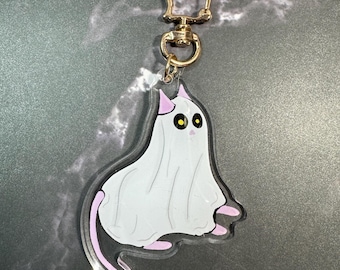 2.5 Sphynx Ghost Cat Keychain / Sphynx Cat / Bag keychain / Cat Keychain / Cute Keychain  / Bag Charms / Ghost Cat