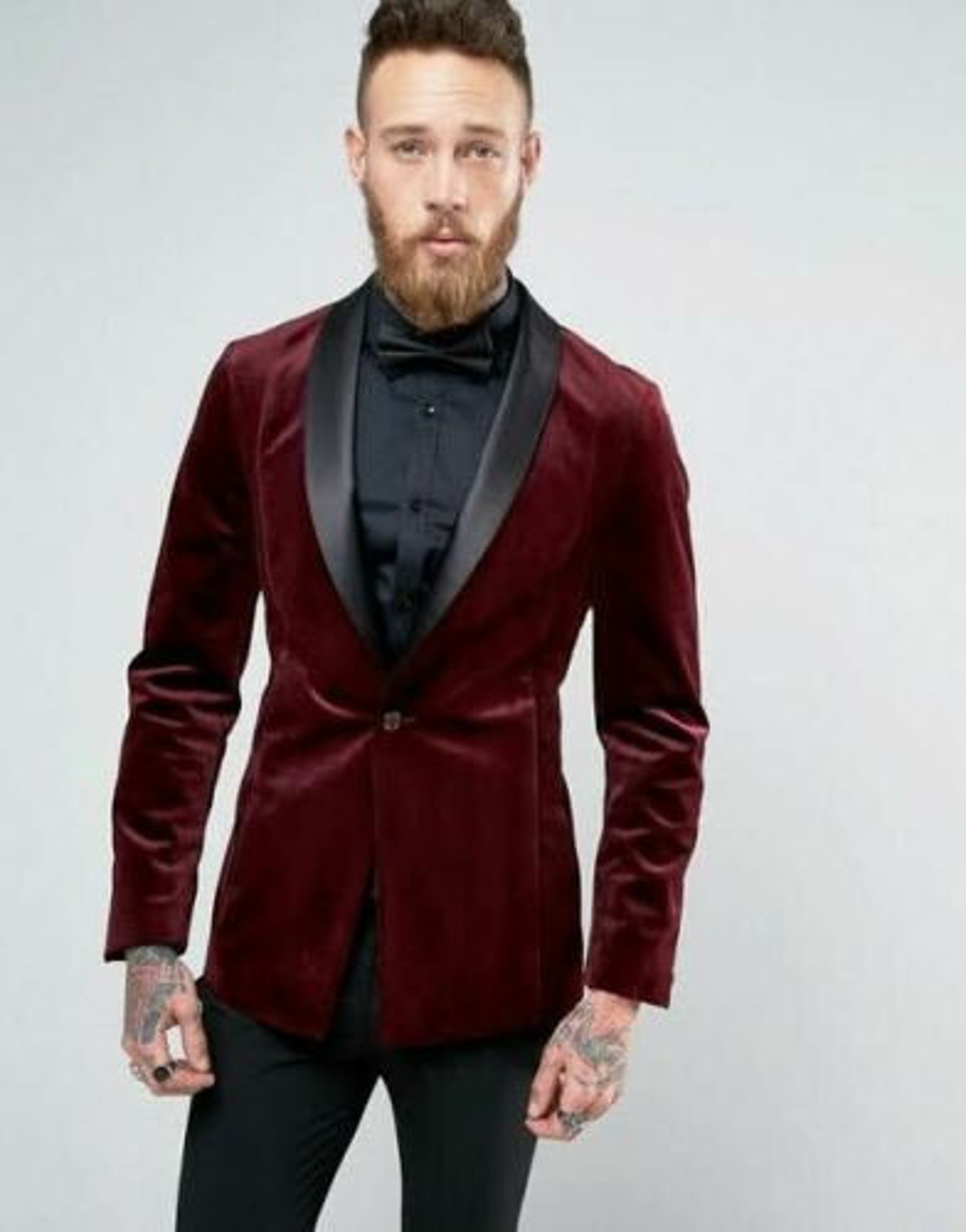 Men Velvet Maroon Tuxedo Jacket Elegant Dinner Coat Stylish Etsy
