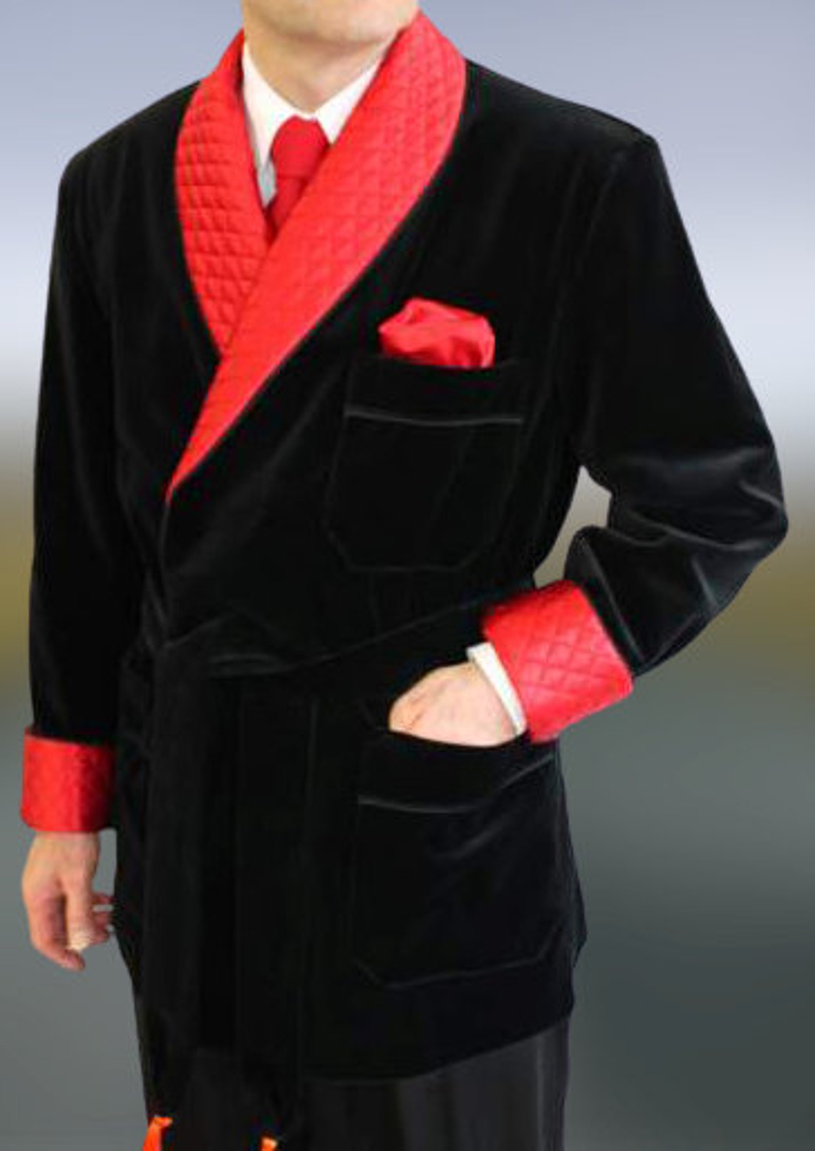 Men Smoking Jacket Quilted Robe Black Velvet Coat Stylish | Etsy