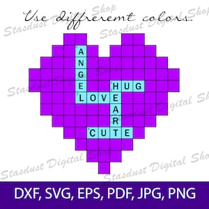Corazón de crucigrama personalizable SVG,