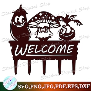 Welcome Vegetable Stake Sign and Name Frame SVG