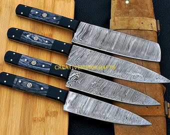 high quality chef knife set- Kitchen Knife set - 4 Pcs Knife set - Damascus kitchen knife set - Christmas gifts