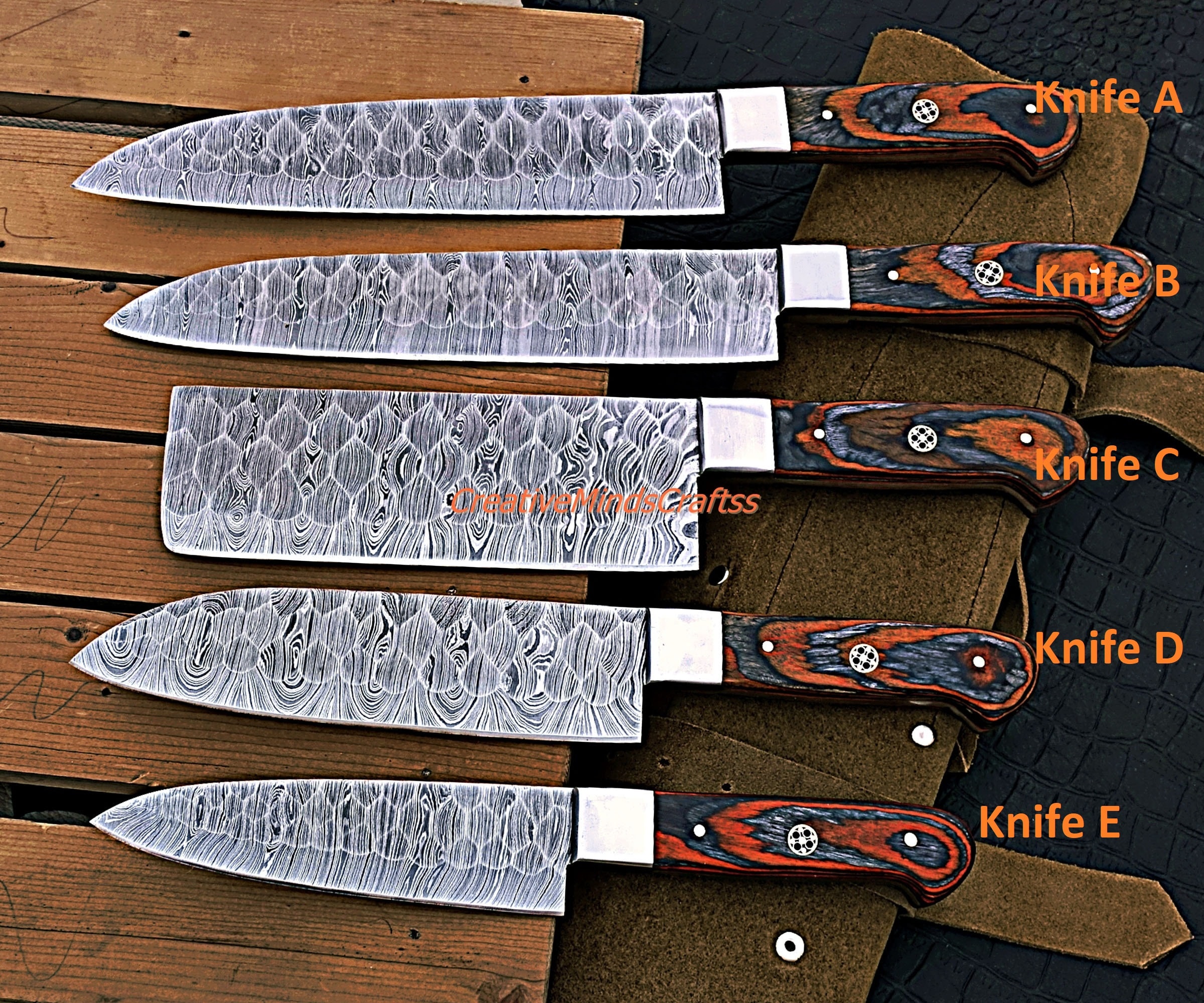 High Quality Chef Knife Set Kitchen Knife Set 5pcs Knife Etsy