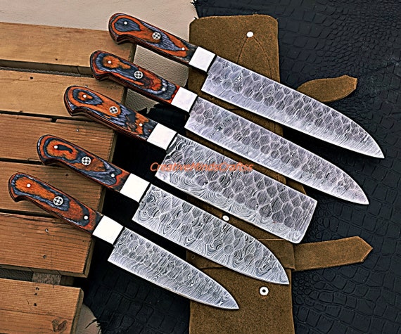 Exquisite Damascus Chef Knife Set 5 Pcs, Exceptional Quality