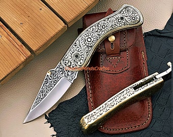 pocket knife, custom pocket knife, damascus pocket knife, damascus folding knife, bushcraft knife, personalized pocket knife, utility knife