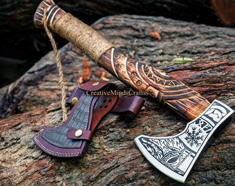 Axe, viking axe, tomahawk, hand forged, kratos axe, bearded axe, battle axe, throwing axe, hand forged axe, Christmas Gifts, Gift for him