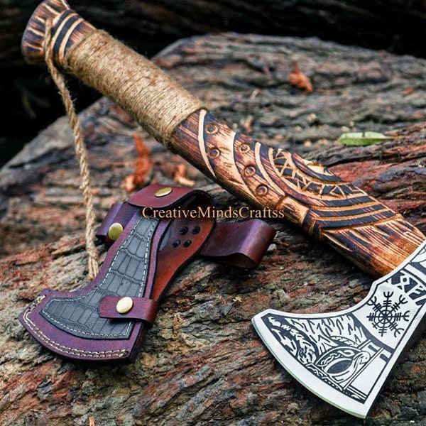 Axe, viking axe, tomahawk, hand forged, kratos axe, bearded axe, battle axe, throwing axe, hand forged axe, Christmas Gifts, Gift for him