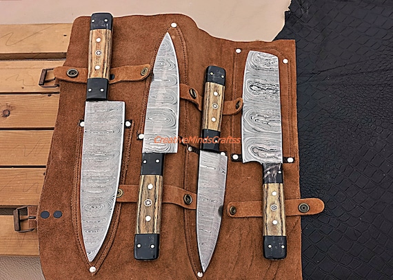 Damascus Chef Knife chef Knife Set high Grade 4-pcs Sharp Kitchen