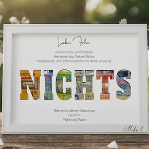 Lustiges Geburtstagsgeschenk Geldgeschenk NICHTS personalisiert mit Namen witziges Geschenk zum Geburtstag originelle Geschenkidee