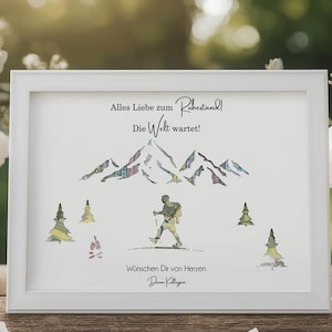 Ruhestand Geschenk Geldgeschenk Pension personalisiert im Bilderrahmen originelles Geschenk zum abschied mit vier Motiven für Kollegen