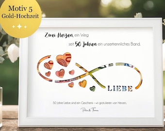 Goldene Hochzeit Geldgeschenk 50 Jahre Ehe personalisiert Jubiläum originell kreativ einzigartig Geschenkidee für Eltern Großeltern Ehepaar