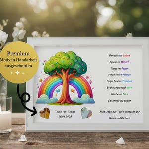 Personalisierte Geldgeschenk Idee zur Taufe einzigartiges Taufgeschenk mit Namen Regenbogen Baum Spruch Erinnerung Geschenk Junge Mädchen