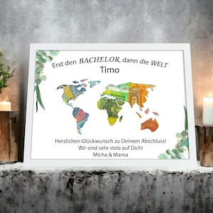 Bachelor Geschenk personalisiert Geldgeschenk Bachelor Abschluss Mädchen Junge Erinnerungsgeschenk mit Namen Bilderrahmen DIY Geschenkidee