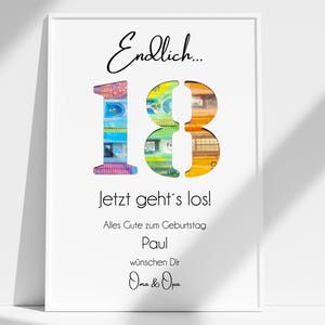 18 Geburtstag Geschenk personalisiert Geldgeschenk Volljährigkeit Mädchen Junge Erinnerungsgeschenk mit Namen Bilderrahmen DIY Geschenkidee