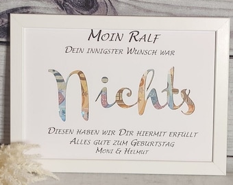Geburtstagsgeschenk personalisiert Geldgeschenk Geburtstag Mädchen Junge Erinnerungsgeschenk mit Namen Bilderrahmen DIY Geschenkidee Party
