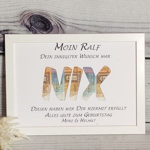 Geburtstagsgeschenk personalisiert Geldgeschenk Geburtstag Mädchen Junge Erinnerungsgeschenk mit Namen Bilderrahmen DIY Geschenkidee Party