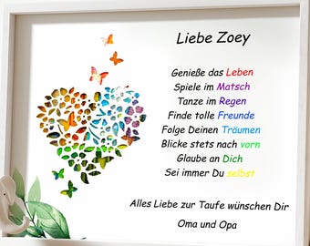 Taufgeschenk personalisiert Geldgeschenk Taufe Junge Mädchen Geschenkidee mit Namen Bilderrahmen Taufe DIY Erinnerungsgeschenk individuell
